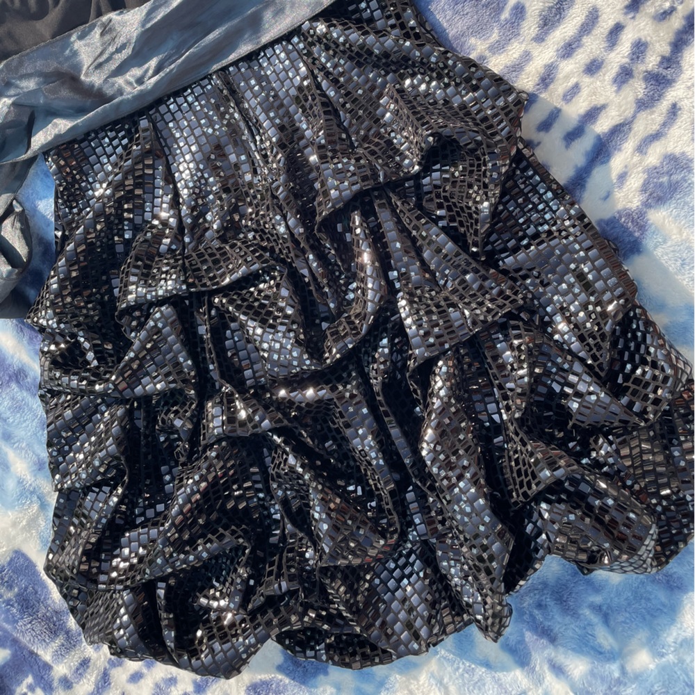 Ruby Rox Short Strapless Mirrored Sequin Party Cocktail Prom Halloween Dress - Picture 4 of 9